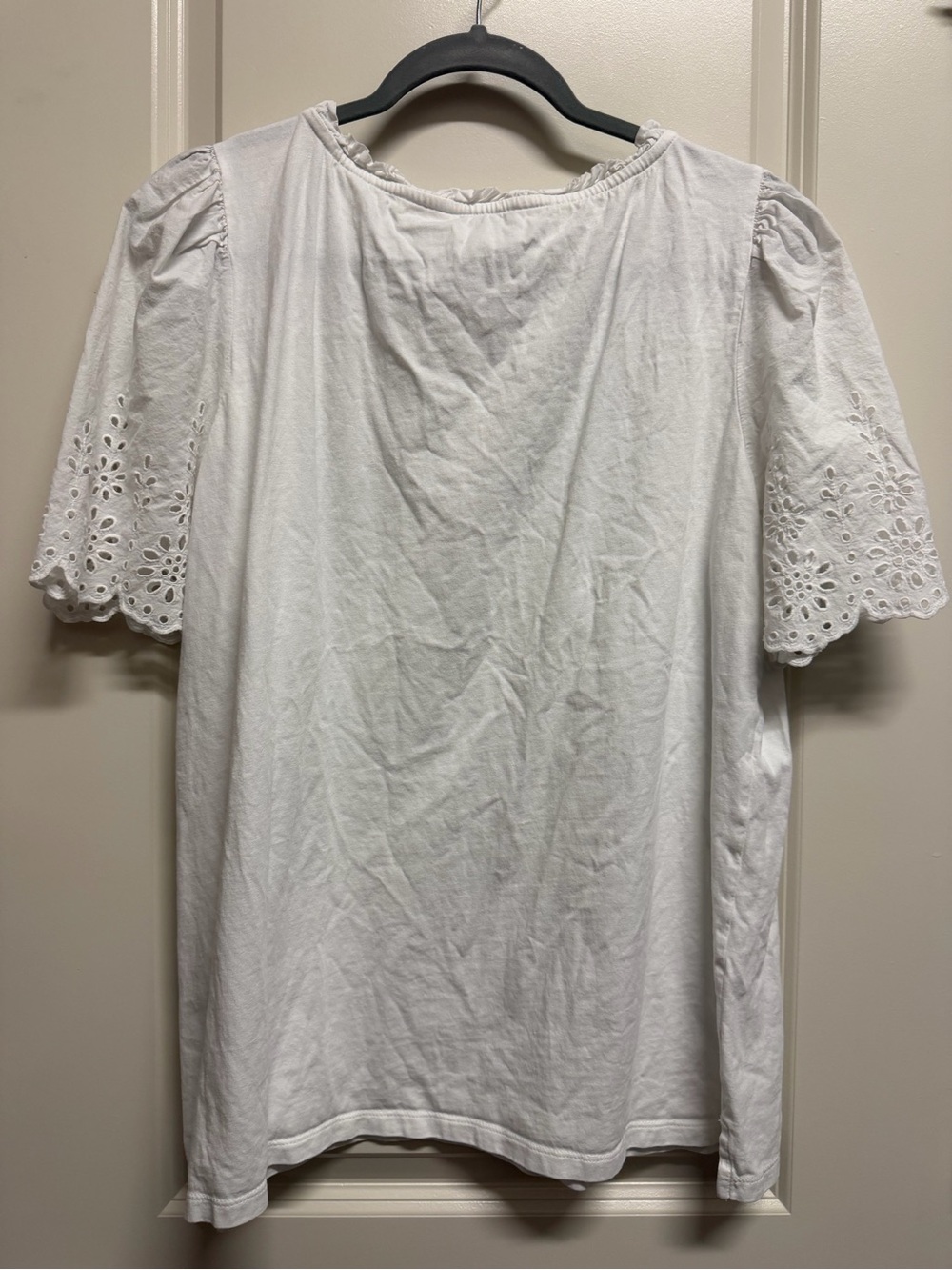 Talbots White Cotton Top with Eyelet Detail - Picture 4 of 5